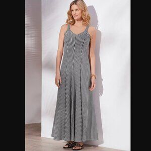 Soft Surroundings Baletta Striped Maxi Dress Nautical Vacation, Size Medium